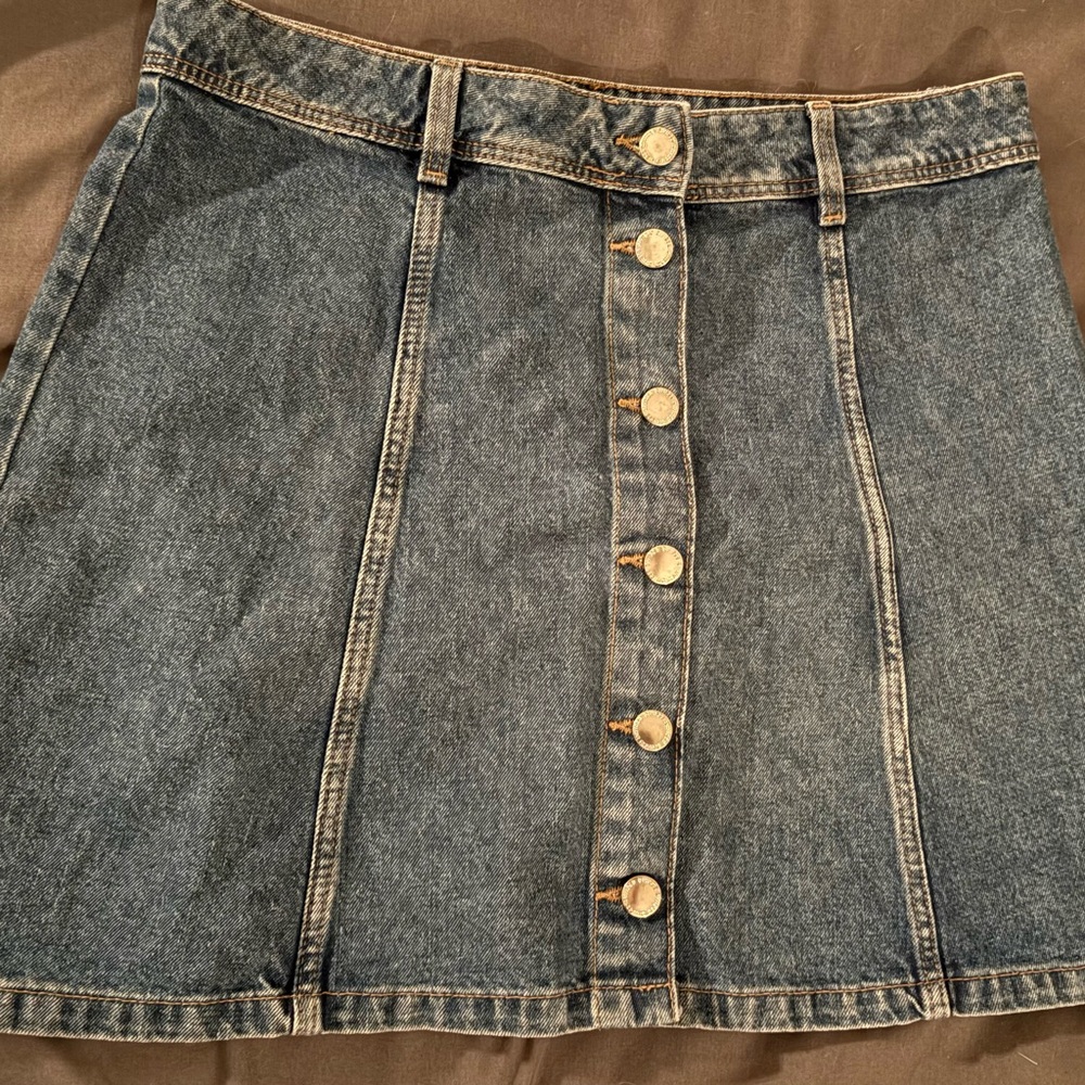 Denim Button-Front Skirt